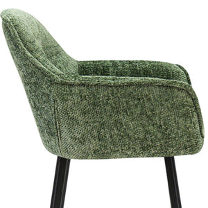 Barstuhl – Chenille Stoff, Metall Gestell, Grüne Farbe - Lynn | Kick Collection