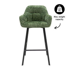 Barstuhl – Chenille Stoff, Metall Gestell, Grüne Farbe - Lynn | Kick Collection