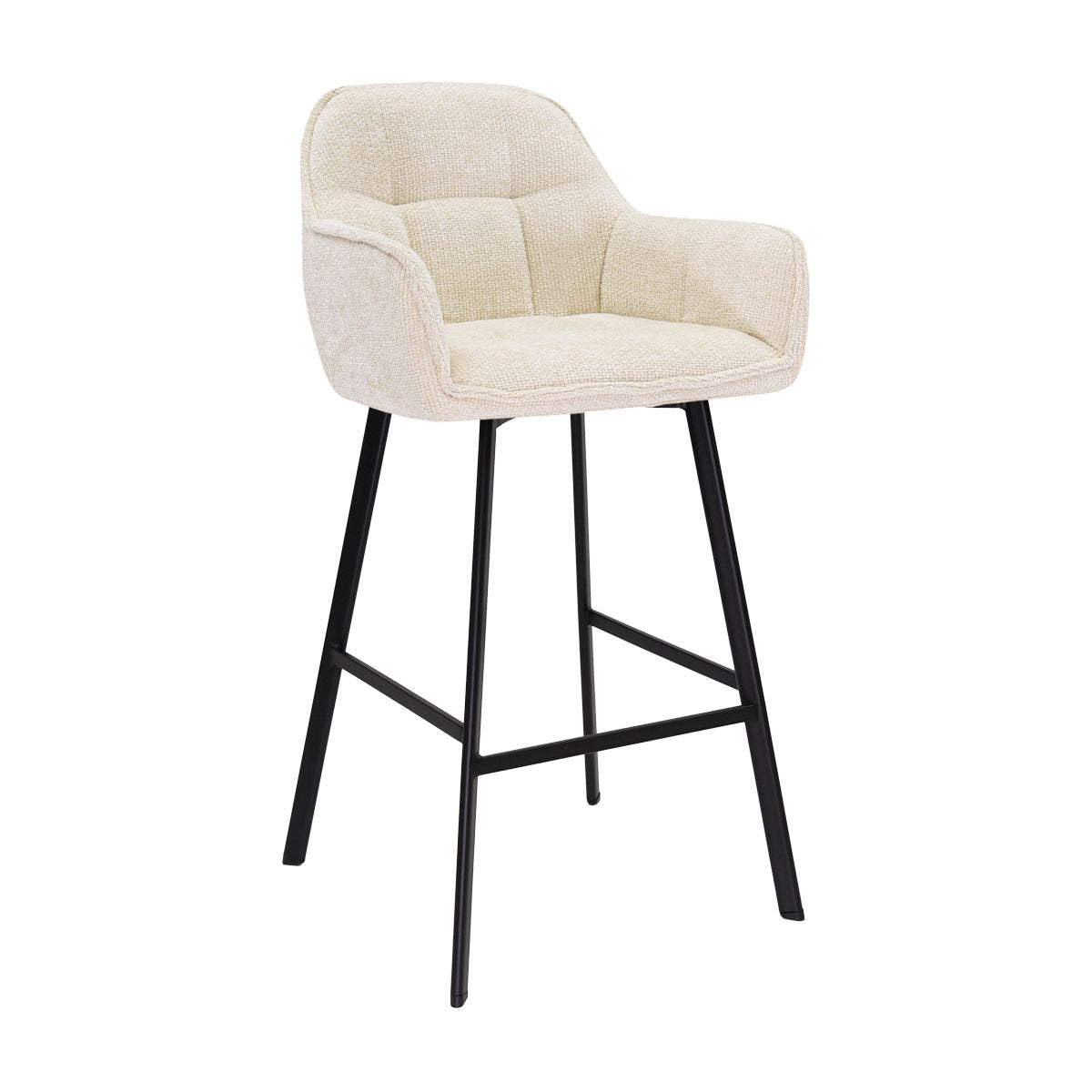 Barstuhl – Chenille Stoff, Metall Gestell, Creme Farbe - Lynn | Kick Collection