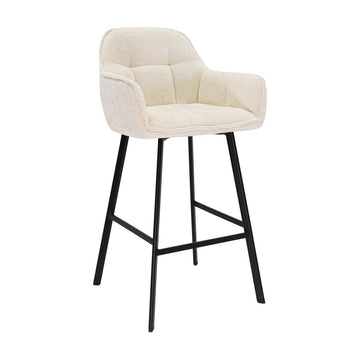Barstuhl – Chenille Stoff, Metall Gestell, Creme Farbe - Lynn | Kick Collection