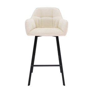 Barstuhl – Chenille Stoff, Metall Gestell, Creme Farbe - Lynn | Kick Collection