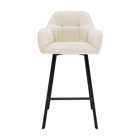 Barstuhl – Chenille Stoff, Metall Gestell, Creme Farbe - Lynn | Kick Collection image