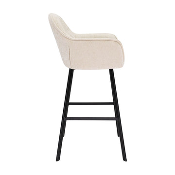 Barstuhl – Chenille Stoff, Metall Gestell, Creme Farbe - Lynn | Kick Collection