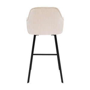 Barstuhl – Chenille Stoff, Metall Gestell, Creme Farbe - Lynn | Kick Collection