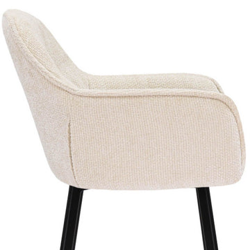 Barstuhl – Chenille Stoff, Metall Gestell, Creme Farbe - Lynn | Kick Collection
