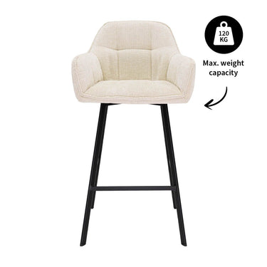 Bar Stool - Cream Chenille Cover, Ergonomic Design & Black Metal Frame – Lynn | Kick Collection