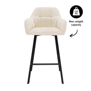 Barstuhl – Chenille Stoff, Metall Gestell, Creme Farbe - Lynn | Kick Collection