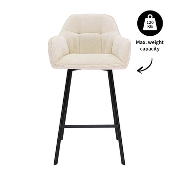 Barstuhl – Chenille Stoff, Metall Gestell, Creme Farbe - Lynn | Kick Collection