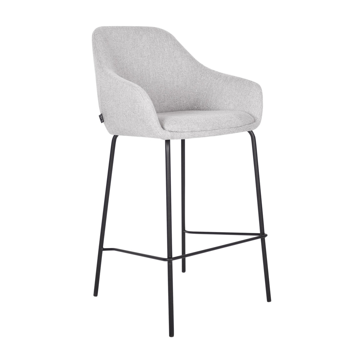 Barstuhl – Texturstoff, Metall Gestell, Armlehne Design, Grau - Suus | Kick