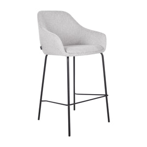 Barstuhl – Texturstoff, Metall Gestell, Armlehne Design, Grau - Suus | Kick