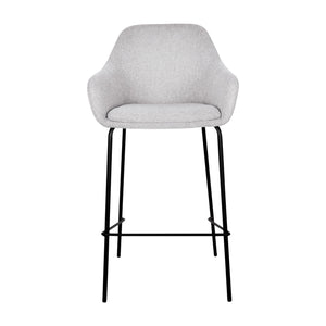 Barstuhl – Texturstoff, Metall Gestell, Armlehne Design, Grau - Suus | Kick