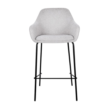 Barstuhl – Texturstoff, Metall Gestell, Armlehne Design, Grau - Suus | Kick
