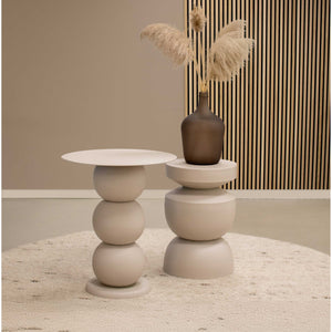 Beistelltisc Skulpturaler Metall - Design – Cis (Beige) | Kick Collection - Esszett Luxury | Stilvolles Wohnen mit Charakter