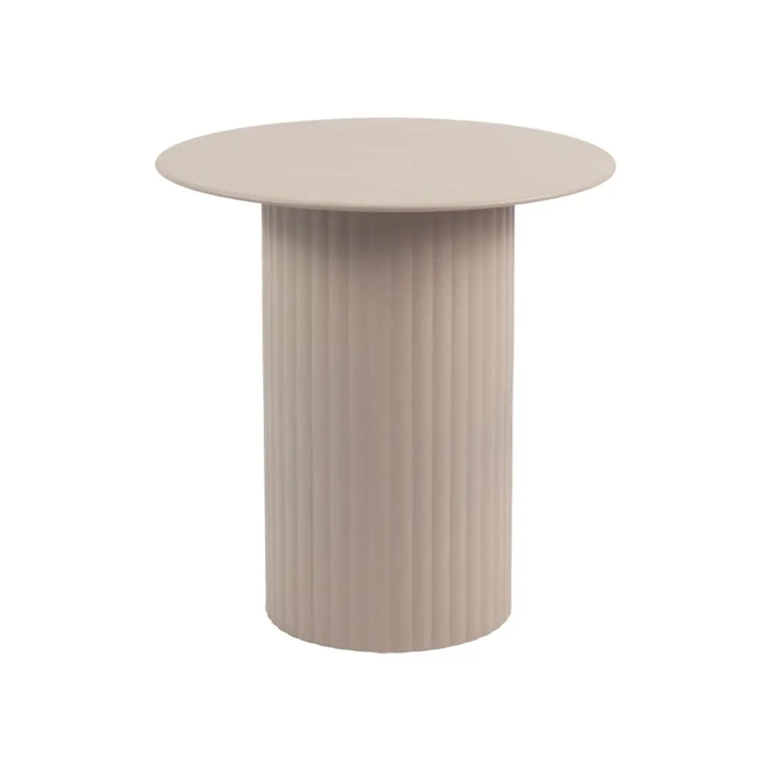 Beistelltisch – Metall Material, Geripptes Gestell, Beige Farbe, M - Tilo | Kick
