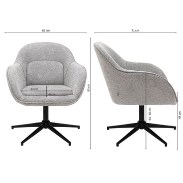Relaxsessel – Texture Stoff, Drehfunktion Gestell, Graue Farbe - Lux | Kick Collection