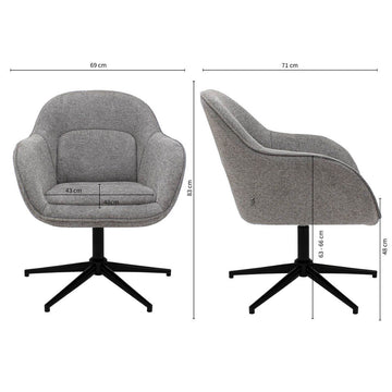 Relaxsessel – Texture Stoff, Drehfunktion Gestell, Dunkelgraue Farbe - Lux | Kick Collection