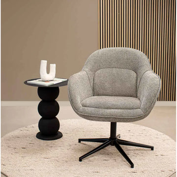 Relaxsessel – Texture Stoff, Drehfunktion Gestell, Dunkelgraue Farbe - Lux | Kick Collection