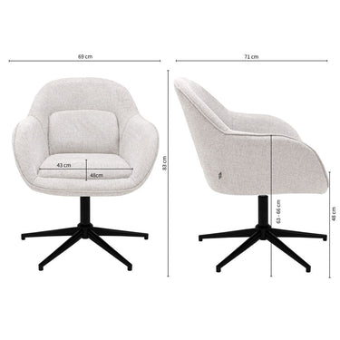 Swivel chair – textured fabric, quilted backrest, 360° rotatable – Lux | Kick Collection