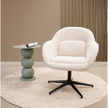 Drehsessel Strukturstoffbezug mit gepolsterten Steppnähten - Lux Champagne | Kick Collection - Esszett Luxury | Stilvolles Wohnen mit Charakter