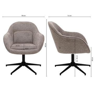 Relaxsessel – Texture Stoff, Drehfunktion Gestell, Taupe Farbe - Lux | Kick Collection