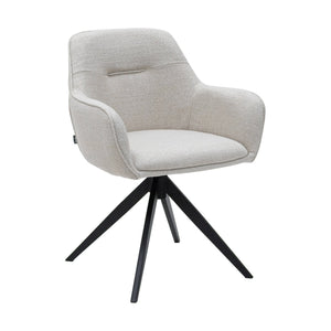 Esszimmerstuhl – Weiße Farbe, Grober Texturstoff, 360° Drehfunktion - Arne | Kick Collection