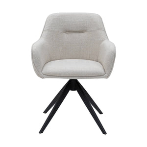 Esszimmerstuhl – Weiße Farbe, Grober Texturstoff, 360° Drehfunktion - Arne | Kick Collection