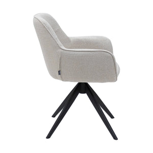 Esszimmerstuhl – Weiße Farbe, Grober Texturstoff, 360° Drehfunktion - Arne | Kick Collection