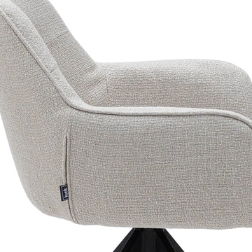 Esszimmerstuhl – Weiße Farbe, Grober Texturstoff, 360° Drehfunktion - Arne | Kick Collection