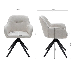 Esszimmerstuhl – Weiße Farbe, Grober Texturstoff, 360° Drehfunktion - Arne | Kick Collection