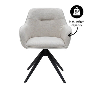 Esszimmerstuhl – Weiße Farbe, Grober Texturstoff, 360° Drehfunktion - Arne | Kick Collection