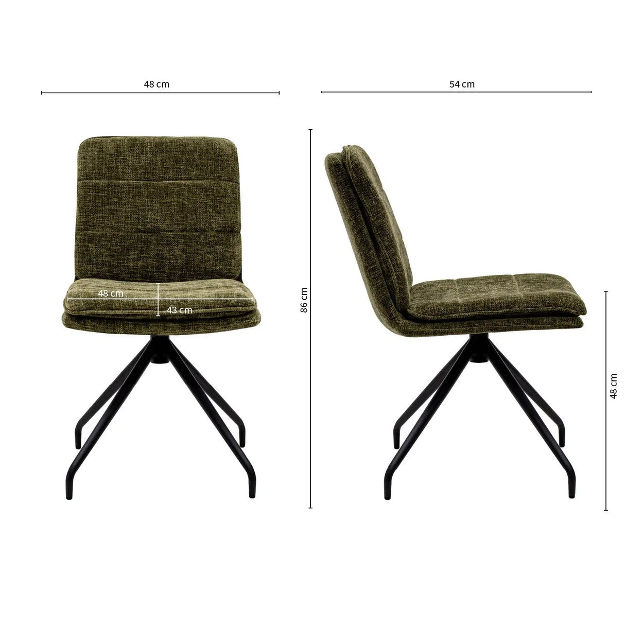 Esszimmerstuhl – Grüne Farbe, Texturstoff, 360° Drehfunktion - Aron | Kick Collection