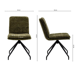 Esszimmerstuhl – Grüne Farbe, Texturstoff, 360° Drehfunktion - Aron | Kick Collection