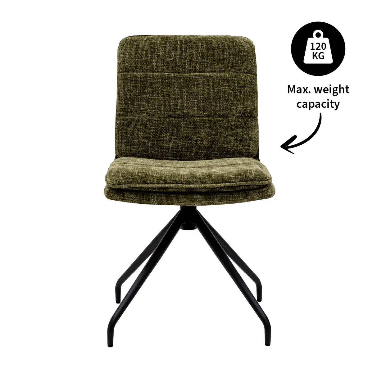 Esszimmerstuhl – Grüne Farbe, Texturstoff, 360° Drehfunktion - Aron | Kick Collection