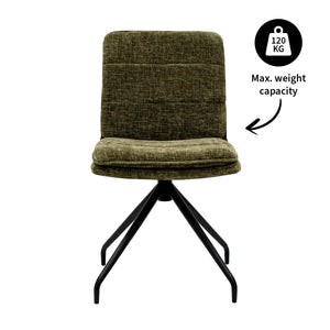 Esszimmerstuhl – Grüne Farbe, Texturstoff, 360° Drehfunktion - Aron | Kick Collection