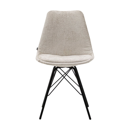 Esszimmerstuhl – Champagner Strukturstoff, Schwarzes Metallgestell, Moderne Schalenform - Bren | Kick Collection image