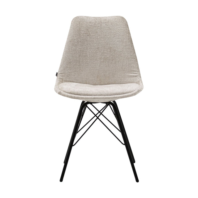 Esszimmerstuhl Weicher Strukturstoff & Modernes schwarzes Metallgestell – Bren | Kick Collection - Esszett Luxury | Stilvolles Wohnen mit Charakter