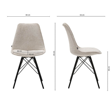 Esszimmerstuhl Weicher Strukturstoff & Modernes schwarzes Metallgestell – Bren | Kick Collection - Esszett Luxury | Stilvolles Wohnen mit Charakter