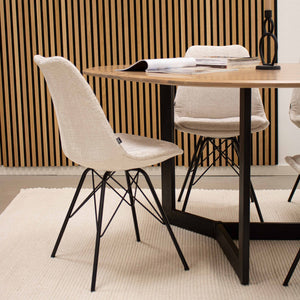 Esszimmerstuhl Weicher Strukturstoff & Modernes schwarzes Metallgestell – Bren | Kick Collection - Esszett Luxury | Stilvolles Wohnen mit Charakter