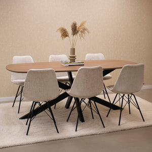 Esszimmerstuhl Weicher Strukturstoff & Modernes schwarzes Metallgestell – Bren | Kick Collection - Esszett Luxury | Stilvolles Wohnen mit Charakter