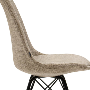 Esszimmerstuhl Weicher Strukturstoff & Modernes schwarzes Metallgestell – Bren | Kick Collection - Esszett Luxury | Stilvolles Wohnen mit Charakter