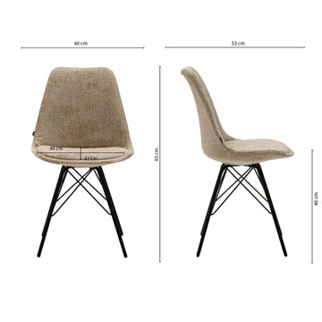 Esszimmerstuhl Weicher Strukturstoff & Modernes schwarzes Metallgestell – Bren | Kick Collection - Esszett Luxury | Stilvolles Wohnen mit Charakter