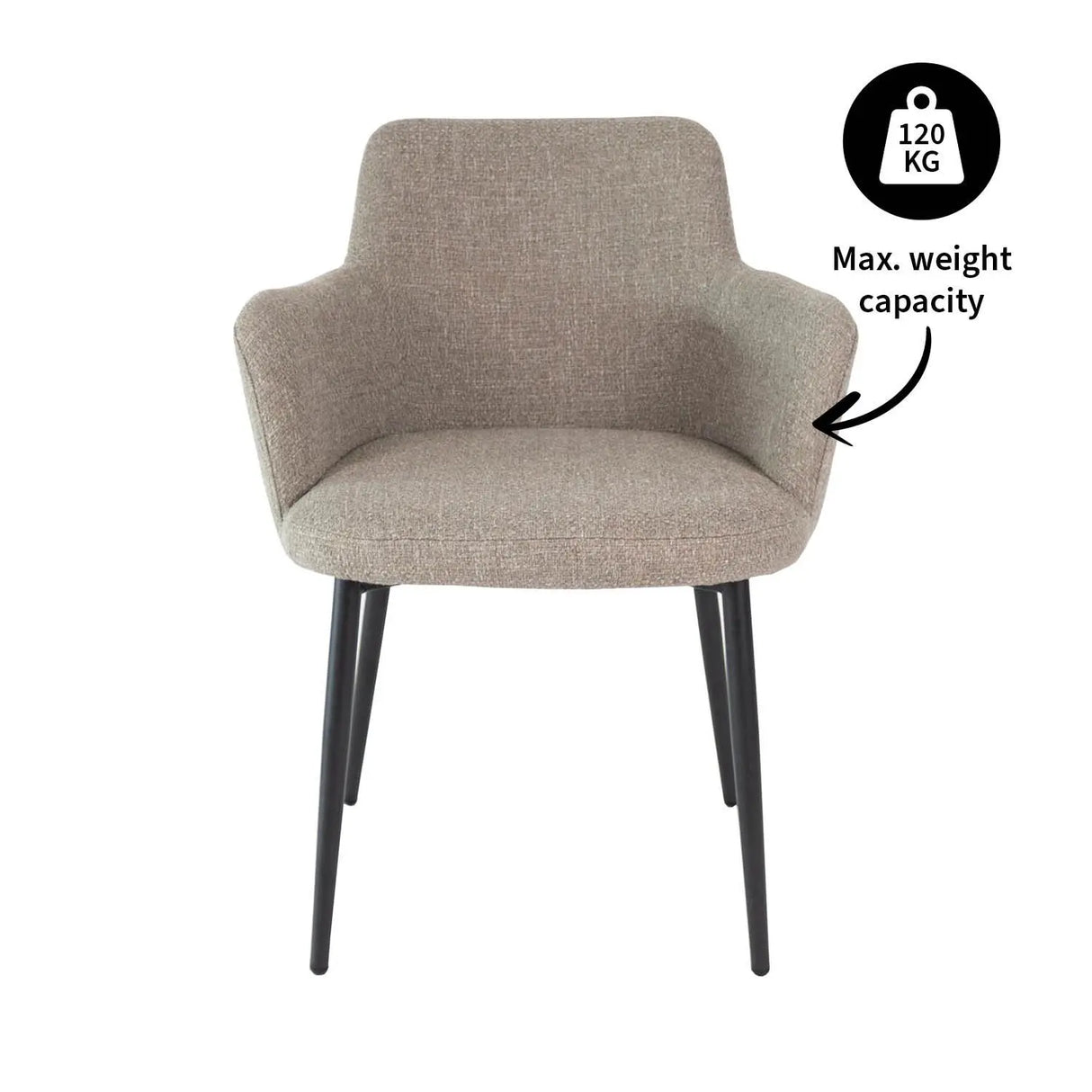 Esszimmerstuhl – Graue Farbe, Texturstoff Bezug, Schwarzes Metallgestell - Emma | Kick Collection