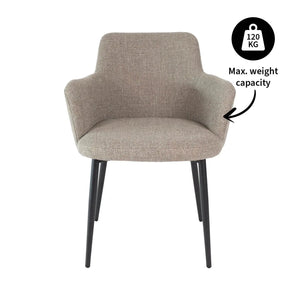 Esszimmerstuhl – Graue Farbe, Texturstoff Bezug, Schwarzes Metallgestell - Emma | Kick Collection