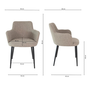 Esszimmerstuhl – Graue Farbe, Texturstoff Bezug, Schwarzes Metallgestell - Emma | Kick Collection