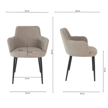 Esszimmerstuhl – Graue Farbe, Texturstoff Bezug, Schwarzes Metallgestell - Emma | Kick Collection