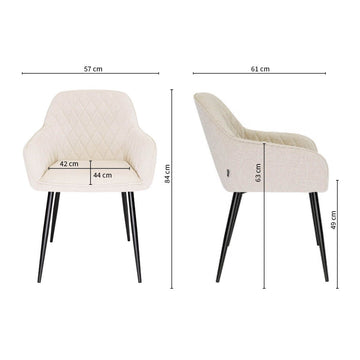 Esszimmerstuhl – Texture Stoff, Rautensteppung, Champagner Farbe - Jip | Kick Collection