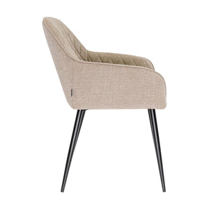 Dining Chair - Armrests, Textured Fabric Taupe & Diamond Quilting – Jip | Kick Collection