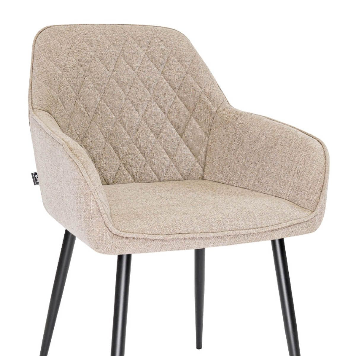 Dining Chair - Armrests, Textured Fabric Taupe & Diamond Quilting – Jip | Kick Collection
