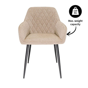 Esszimmerstuhl – Texture Stoff, Rautensteppung, Taupe Farbe - Jip | Kick Collection