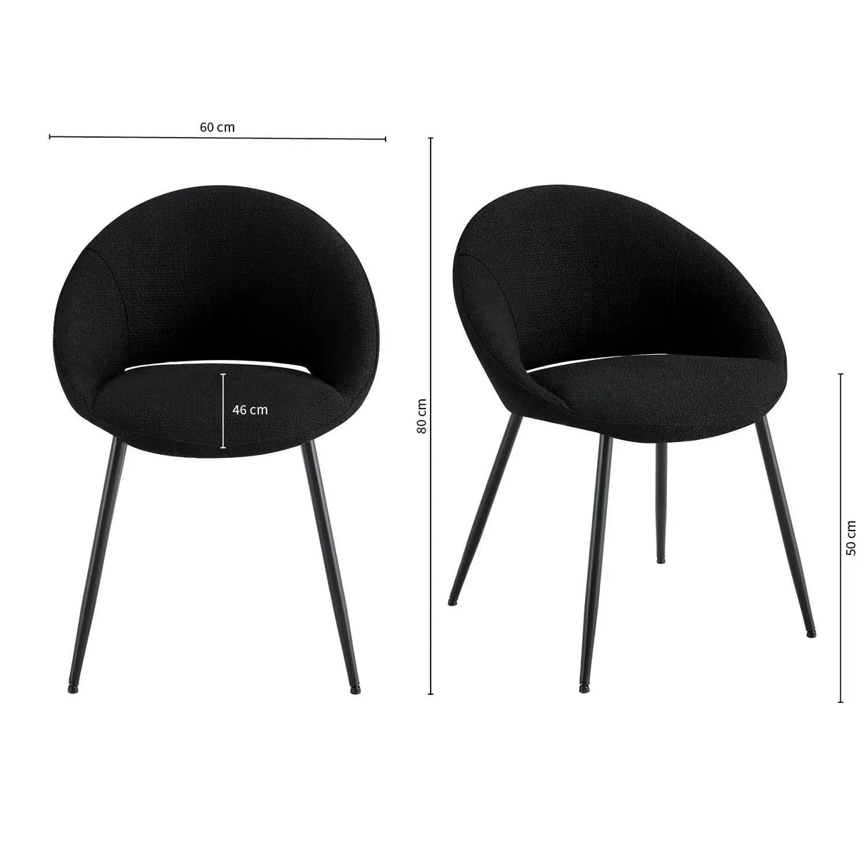 Esszimmerstuhl – Texture Stoff, Rückenöffnung, Schwarze Farbe - Job | Kick Collection
